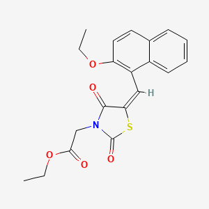 molecular formula C20H19NO5S B5060456 ethyl 2-[(5E)-5-[(2-ethoxynaphthalen-1-yl)methylidene]-2,4-dioxo-1,3-thiazolidin-3-yl]acetate 