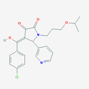 molecular formula C22H23ClN2O4 B506049 4-(4-chlorobenzoyl)-3-hydroxy-1-(3-isopropoxypropyl)-5-(3-pyridinyl)-1,5-dihydro-2H-pyrrol-2-one 