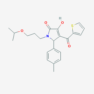 molecular formula C22H25NO4S B506052 3-hydroxy-1-(3-isopropoxypropyl)-5-(4-methylphenyl)-4-(2-thienylcarbonyl)-1,5-dihydro-2H-pyrrol-2-one 