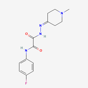 molecular formula C14H17FN4O2 B5060525 N-(4-Fluorophenyl)-1-[N'-(1-methylpiperidin-4-ylidene)hydrazinecarbonyl]formamide 