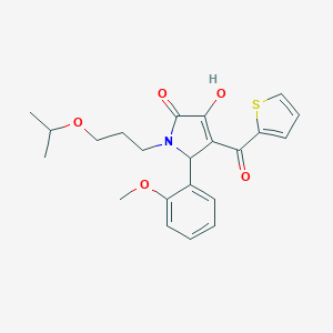 molecular formula C22H25NO5S B506055 3-hydroxy-1-(3-isopropoxypropyl)-5-(2-methoxyphenyl)-4-(2-thienylcarbonyl)-1,5-dihydro-2H-pyrrol-2-one 