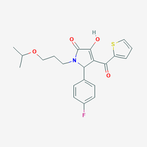 molecular formula C21H22FNO4S B506057 5-(4-fluorophenyl)-3-hydroxy-1-(3-isopropoxypropyl)-4-(2-thienylcarbonyl)-1,5-dihydro-2H-pyrrol-2-one 