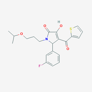 molecular formula C21H22FNO4S B506058 5-(3-fluorophenyl)-3-hydroxy-1-(3-isopropoxypropyl)-4-(2-thienylcarbonyl)-1,5-dihydro-2H-pyrrol-2-one 
