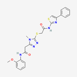 molecular formula C23H22N6O3S2 B5060787 2-[(5-{2-[(2-methoxyphenyl)amino]-2-oxoethyl}-4-methyl-4H-1,2,4-triazol-3-yl)sulfanyl]-N-(4-phenyl-1,3-thiazol-2-yl)acetamide 