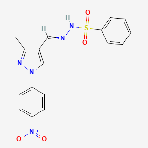 molecular formula C17H15N5O4S B5060855 N-[[3-methyl-1-(4-nitrophenyl)pyrazol-4-yl]methylideneamino]benzenesulfonamide 