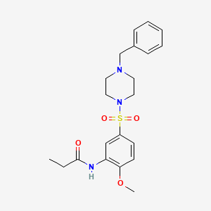 molecular formula C21H27N3O4S B5061025 N-[5-(4-benzylpiperazin-1-yl)sulfonyl-2-methoxyphenyl]propanamide 