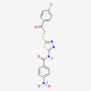 molecular formula C17H11ClN4O4S2 B5061087 N-[5-[2-(4-chlorophenyl)-2-oxoethyl]sulfanyl-1,3,4-thiadiazol-2-yl]-4-nitrobenzamide 