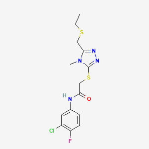 molecular formula C14H16ClFN4OS2 B5061102 N-(3-chloro-4-fluorophenyl)-2-[[5-(ethylsulfanylmethyl)-4-methyl-1,2,4-triazol-3-yl]sulfanyl]acetamide 