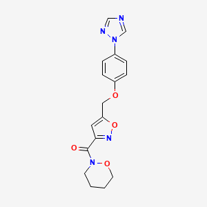 molecular formula C17H17N5O4 B5061133 Oxazinan-2-yl-[5-[[4-(1,2,4-triazol-1-yl)phenoxy]methyl]-1,2-oxazol-3-yl]methanone 