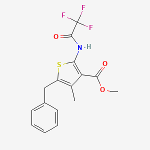 molecular formula C16H14F3NO3S B5061299 METHYL 5-BENZYL-4-METHYL-2-(2,2,2-TRIFLUOROACETAMIDO)THIOPHENE-3-CARBOXYLATE 