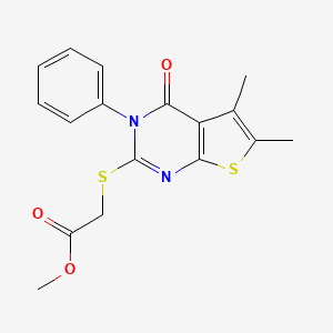 molecular formula C17H16N2O3S2 B5061471 Methyl 2-(5,6-dimethyl-4-oxo-3-phenylthieno[2,3-d]pyrimidin-2-yl)sulfanylacetate 