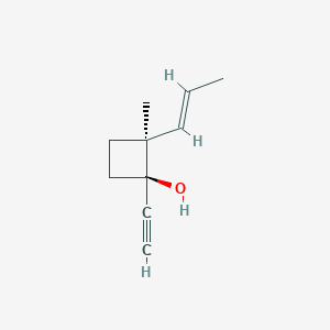 molecular formula C10H14O B050618 Cyclobutanol, 1-ethynyl-2-methyl-2-(1-propenyl)-, [1alpha,2alpha(E)]-(9CI) CAS No. 114179-21-4