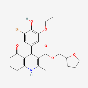 molecular formula C24H28BrNO6 B5061889 Tetrahydrofuran-2-ylmethyl 4-(3-bromo-5-ethoxy-4-hydroxyphenyl)-2-methyl-5-oxo-1,4,5,6,7,8-hexahydroquinoline-3-carboxylate 