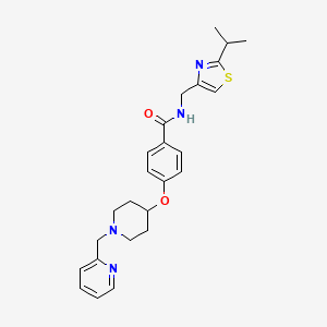 molecular formula C25H30N4O2S B5062018 N-[(2-propan-2-yl-1,3-thiazol-4-yl)methyl]-4-[1-(pyridin-2-ylmethyl)piperidin-4-yl]oxybenzamide 