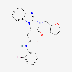 molecular formula C22H21FN4O3 B5062032 N-(2-fluorophenyl)-2-[2-oxo-1-(tetrahydrofuran-2-ylmethyl)-2,3-dihydro-1H-imidazo[1,2-a]benzimidazol-3-yl]acetamide 