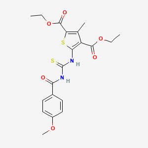 molecular formula C20H22N2O6S2 B5062385 Diethyl 5-({[(4-methoxyphenyl)carbonyl]carbamothioyl}amino)-3-methylthiophene-2,4-dicarboxylate 