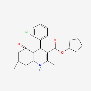 molecular formula C24H28ClNO3 B5062646 Cyclopentyl 4-(2-chlorophenyl)-2,7,7-trimethyl-5-oxo-1,4,6,8-tetrahydroquinoline-3-carboxylate 