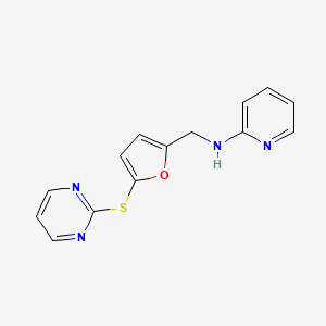 molecular formula C14H12N4OS B5062799 N-[(5-pyrimidin-2-ylsulfanylfuran-2-yl)methyl]pyridin-2-amine 