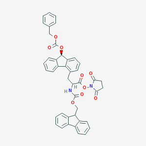 molecular formula C43H34N2O9 B050629 N,O-Bis(fluorenylmethyloxycarbonyl)tyrosine hydroxysuccinimide ester CAS No. 115136-02-2