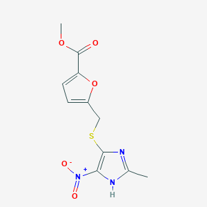 molecular formula C11H11N3O5S B506296 methyl 5-[({4-nitro-2-methyl-1H-imidazol-5-yl}sulfanyl)methyl]-2-furoate CAS No. 433944-19-5