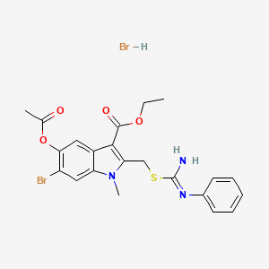 molecular formula C22H23Br2N3O4S B5063018 ethyl 5-acetyloxy-6-bromo-1-methyl-2-[(N'-phenylcarbamimidoyl)sulfanylmethyl]indole-3-carboxylate;hydrobromide 