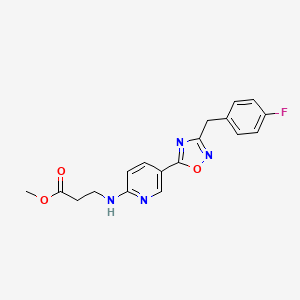 molecular formula C18H17FN4O3 B5063079 Methyl 3-[[5-[3-[(4-fluorophenyl)methyl]-1,2,4-oxadiazol-5-yl]pyridin-2-yl]amino]propanoate 