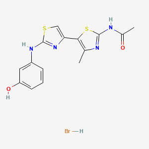 molecular formula C15H15BrN4O2S2 B5063341 N-[5-[2-(3-hydroxyanilino)-1,3-thiazol-4-yl]-4-methyl-1,3-thiazol-2-yl]acetamide;hydrobromide 