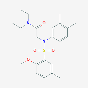molecular formula C22H30N2O4S B5063351 N,N-diethyl-2-(N-(2-methoxy-5-methylphenyl)sulfonyl-3,4-dimethylanilino)acetamide 
