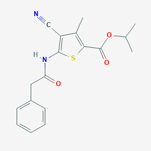 molecular formula C18H18N2O3S B506349 ISOPROPYL 4-CYANO-3-METHYL-5-[(2-PHENYLACETYL)AMINO]-2-THIOPHENECARBOXYLATE 