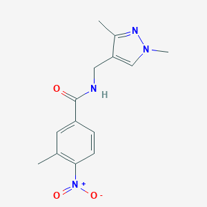 molecular formula C14H16N4O3 B506351 N~1~-[(1,3-DIMETHYL-1H-PYRAZOL-4-YL)METHYL]-3-METHYL-4-NITROBENZAMIDE 