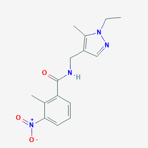 molecular formula C15H18N4O3 B506354 N~1~-[(1-ETHYL-5-METHYL-1H-PYRAZOL-4-YL)METHYL]-2-METHYL-3-NITROBENZAMIDE 