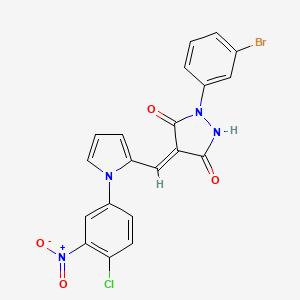 molecular formula C20H12BrClN4O4 B5063607 (4Z)-1-(3-bromophenyl)-4-[[1-(4-chloro-3-nitrophenyl)pyrrol-2-yl]methylidene]pyrazolidine-3,5-dione 