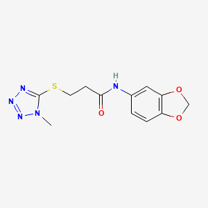 molecular formula C12H13N5O3S B5063721 N-1,3-benzodioxol-5-yl-3-[(1-methyl-1H-tetrazol-5-yl)thio]propanamide 