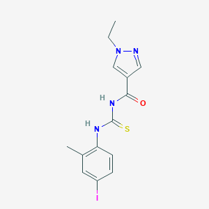 molecular formula C14H15IN4OS B506386 N-[(1-ethyl-1H-pyrazol-4-yl)carbonyl]-N'-(4-iodo-2-methylphenyl)thiourea 
