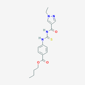 molecular formula C18H22N4O3S B506387 butyl 4-[({[(1-ethyl-1H-pyrazol-4-yl)carbonyl]amino}carbothioyl)amino]benzoate 