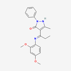 molecular formula C21H23N3O3 B5064023 4-[N-(2,4-dimethoxyphenyl)-C-ethylcarbonimidoyl]-5-methyl-2-phenyl-1H-pyrazol-3-one 