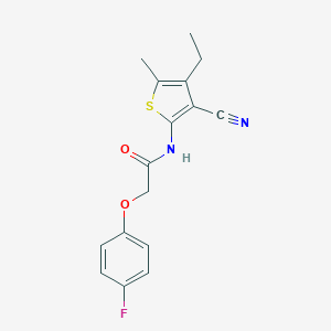 molecular formula C16H15FN2O2S B506406 N-(3-cyano-4-ethyl-5-methyl-2-thienyl)-2-(4-fluorophenoxy)acetamide 