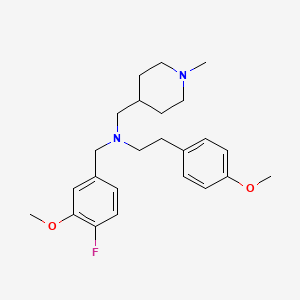 molecular formula C24H33FN2O2 B5064089 N-[(4-fluoro-3-methoxyphenyl)methyl]-2-(4-methoxyphenyl)-N-[(1-methylpiperidin-4-yl)methyl]ethanamine 
