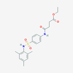 molecular formula C21H26N2O5S B506445 ETHYL 3-({4-[(2,4,6-TRIMETHYLPHENYL)SULFAMOYL]PHENYL}CARBAMOYL)PROPANOATE 
