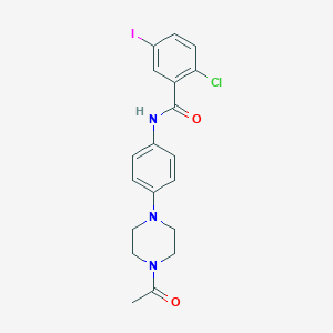 molecular formula C19H19ClIN3O2 B506463 N-[4-(4-acetylpiperazin-1-yl)phenyl]-2-chloro-5-iodobenzamide 