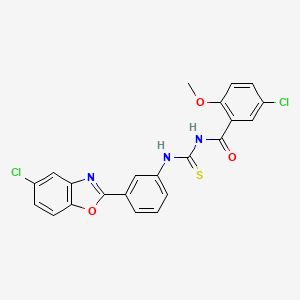 molecular formula C22H15Cl2N3O3S B5064686 5-chloro-N-{[3-(5-chloro-1,3-benzoxazol-2-yl)phenyl]carbamothioyl}-2-methoxybenzamide 