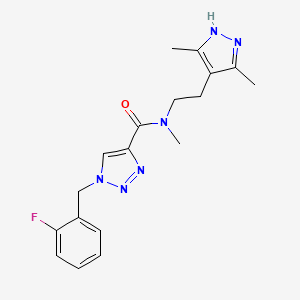 molecular formula C18H21FN6O B5064745 N-[2-(3,5-dimethyl-1H-pyrazol-4-yl)ethyl]-1-[(2-fluorophenyl)methyl]-N-methyltriazole-4-carboxamide 