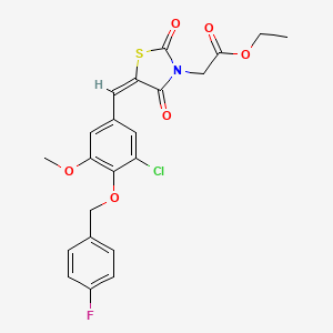 molecular formula C22H19ClFNO6S B5064787 ethyl [(5E)-5-{3-chloro-4-[(4-fluorobenzyl)oxy]-5-methoxybenzylidene}-2,4-dioxo-1,3-thiazolidin-3-yl]acetate 
