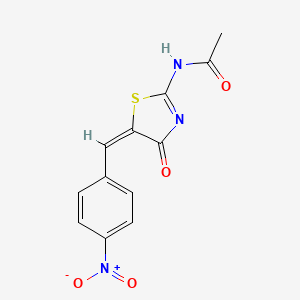 molecular formula C12H9N3O4S B5064805 N-[(5E)-5-[(4-NITROPHENYL)METHYLIDENE]-4-OXO-4,5-DIHYDRO-1,3-THIAZOL-2-YL]ACETAMIDE 