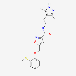 molecular formula C20H24N4O3S B5064907 N-[2-(3,5-dimethyl-1H-pyrazol-4-yl)ethyl]-N-methyl-5-[(2-methylsulfanylphenoxy)methyl]-1,2-oxazole-3-carboxamide 