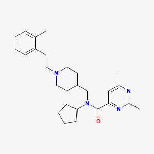 molecular formula C27H38N4O B5064919 N-cyclopentyl-2,6-dimethyl-N-[[1-[2-(2-methylphenyl)ethyl]piperidin-4-yl]methyl]pyrimidine-4-carboxamide 