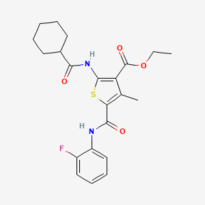 molecular formula C22H25FN2O4S B5065088 ETHYL 2-CYCLOHEXANEAMIDO-5-[(2-FLUOROPHENYL)CARBAMOYL]-4-METHYLTHIOPHENE-3-CARBOXYLATE CAS No. 6050-43-7