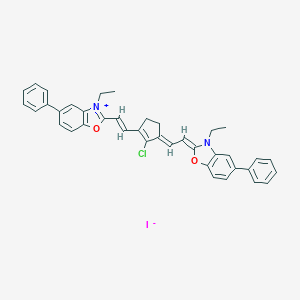 molecular formula C39H34ClIN2O2 B050654 (2Z)-2-[(2E)-2-[2-chloro-3-[(E)-2-(3-ethyl-5-phenyl-1,3-benzoxazol-3-ium-2-yl)ethenyl]cyclopent-2-en-1-ylidene]ethylidene]-3-ethyl-5-phenyl-1,3-benzoxazole;iodide CAS No. 121556-56-7