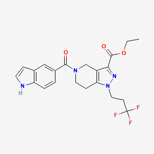 molecular formula C21H21F3N4O3 B5065821 ethyl 5-(1H-indole-5-carbonyl)-1-(3,3,3-trifluoropropyl)-6,7-dihydro-4H-pyrazolo[4,3-c]pyridine-3-carboxylate 