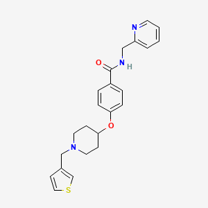 molecular formula C23H25N3O2S B5065879 N-(pyridin-2-ylmethyl)-4-[1-(thiophen-3-ylmethyl)piperidin-4-yl]oxybenzamide 